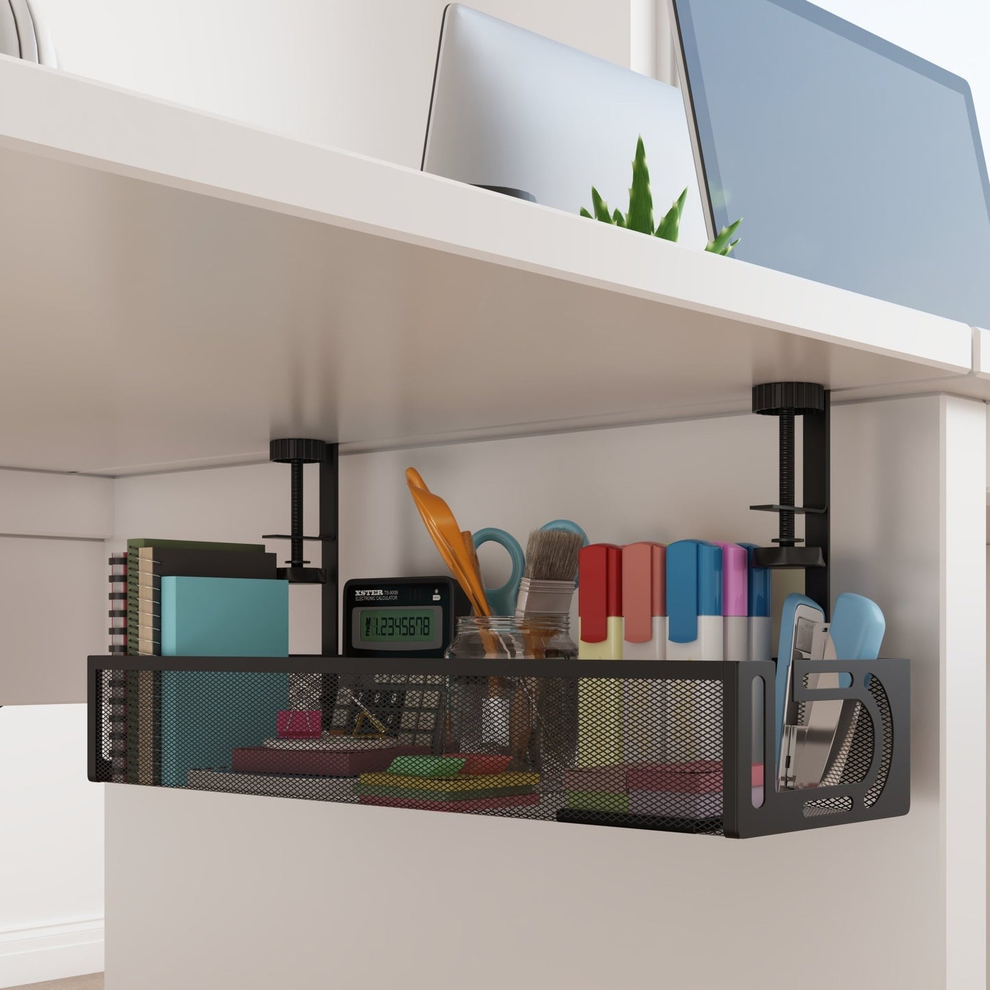No - Drill Under Desk Cable Management Tray | Clamp - On Cord Organizer & Raceway for Office and Standing Desks, a high - quality from 1Nook