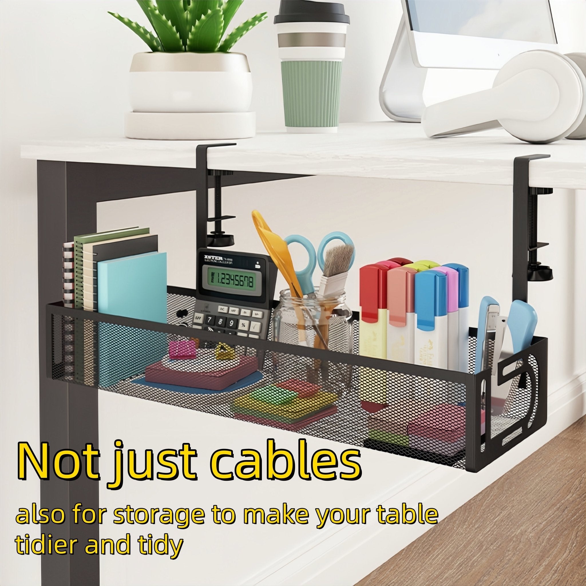 No - Drill Under Desk Cable Management Tray | Clamp - On Cord Organizer & Raceway for Office and Standing Desks, a high - quality from 1Nook