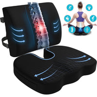 Seat Cushion and Lumbar Support Pillow Set | Ergonomic Memory Foam for Office Chair Back Pain Relief, a high - quality from 1Nook