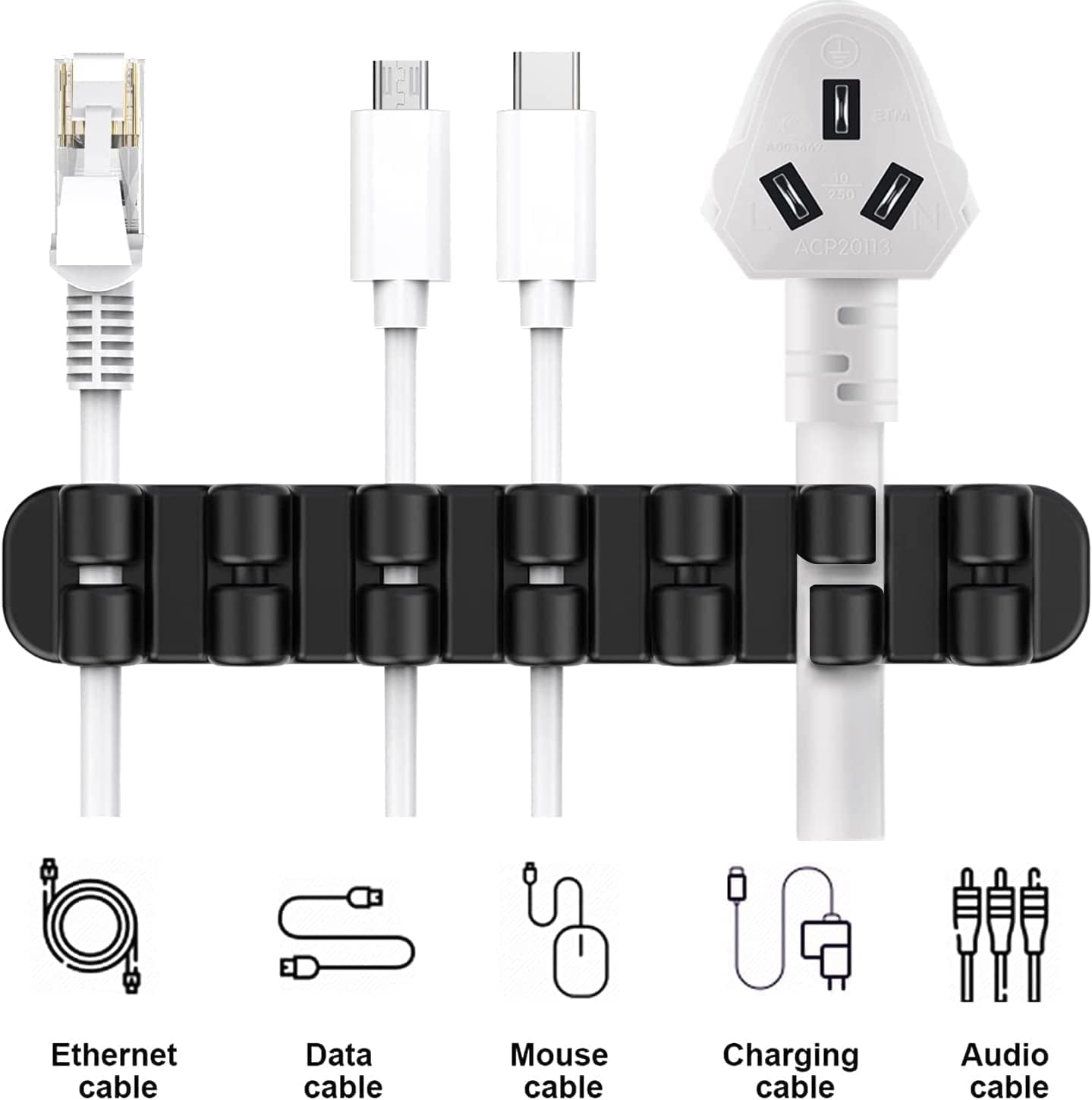 Silicone Cable Holder Clips (3 - Pack) | Self - Adhesive Desktop Cord Organizer for USB Charging Cable & Power Cord Management, a high - quality from 1Nook