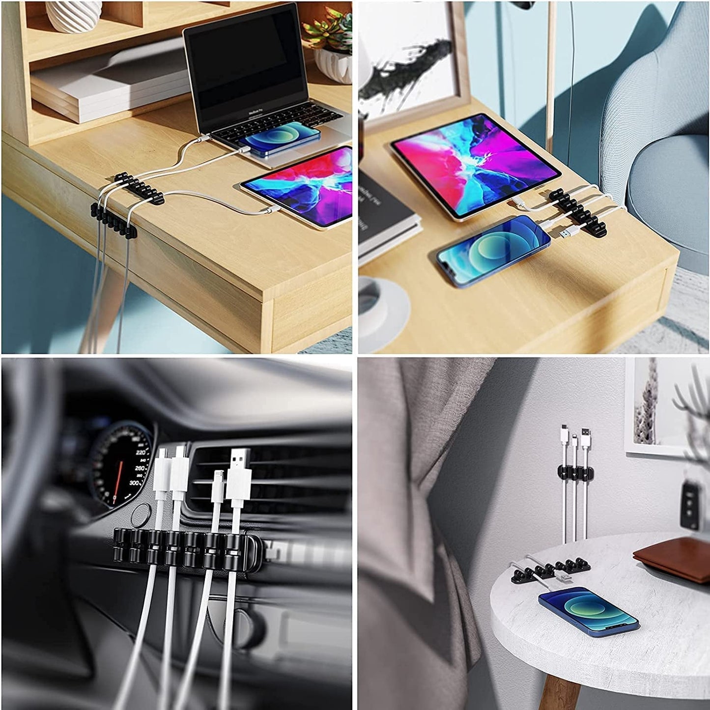 Silicone Cable Holder Clips (3 - Pack) | Self - Adhesive Desktop Cord Organizer for USB Charging Cable & Power Cord Management, a high - quality from 1Nook