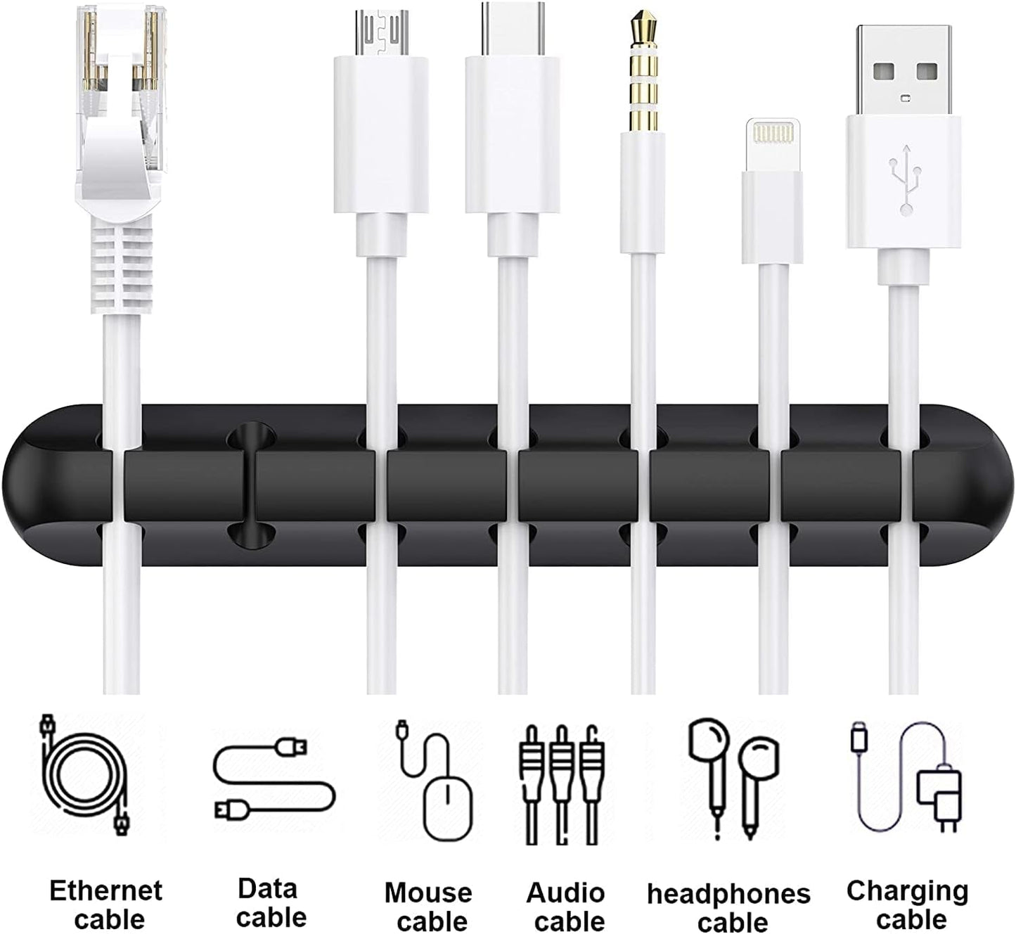 Silicone Cable Holder Clips (3 - Pack) | Self - Adhesive Desktop Cord Organizer for USB Charging & Power Cords, a high - quality from 1Nook