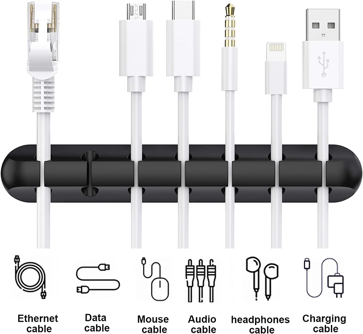Silicone Cable Holder Clips (3 - Pack) | Self - Adhesive Desktop Cord Organizer for USB Charging & Power Cords, a high - quality from 1Nook