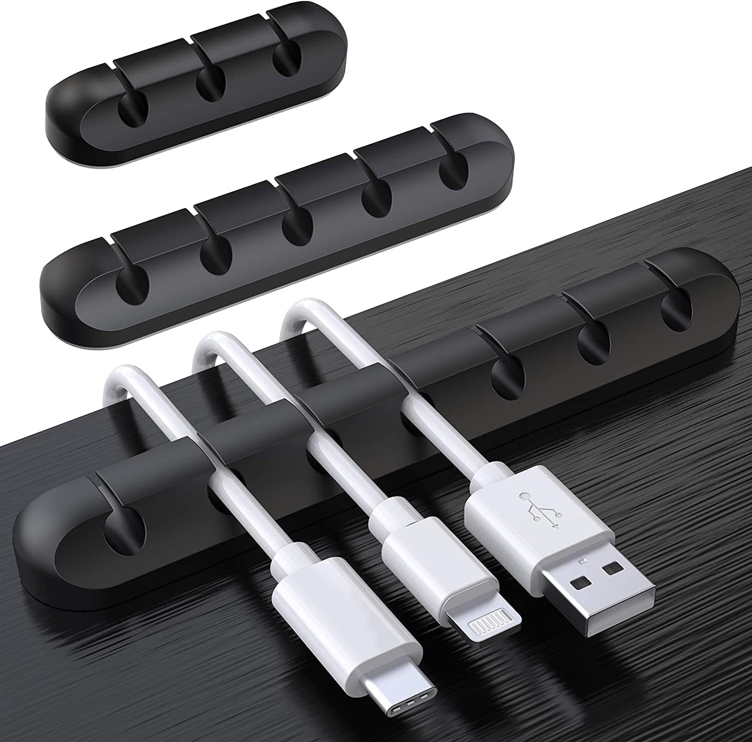 Silicone Cable Holder Clips (3 - Pack) | Self - Adhesive Desktop Cord Organizer for USB Charging & Power Cords, a high - quality from 1Nook