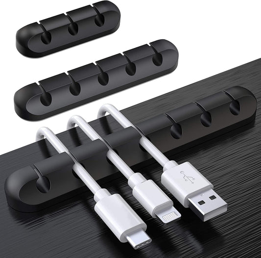 Silicone Cable Holder Clips (3 - Pack) | Self - Adhesive Desktop Cord Organizer for USB Charging & Power Cords, a high - quality from 1Nook