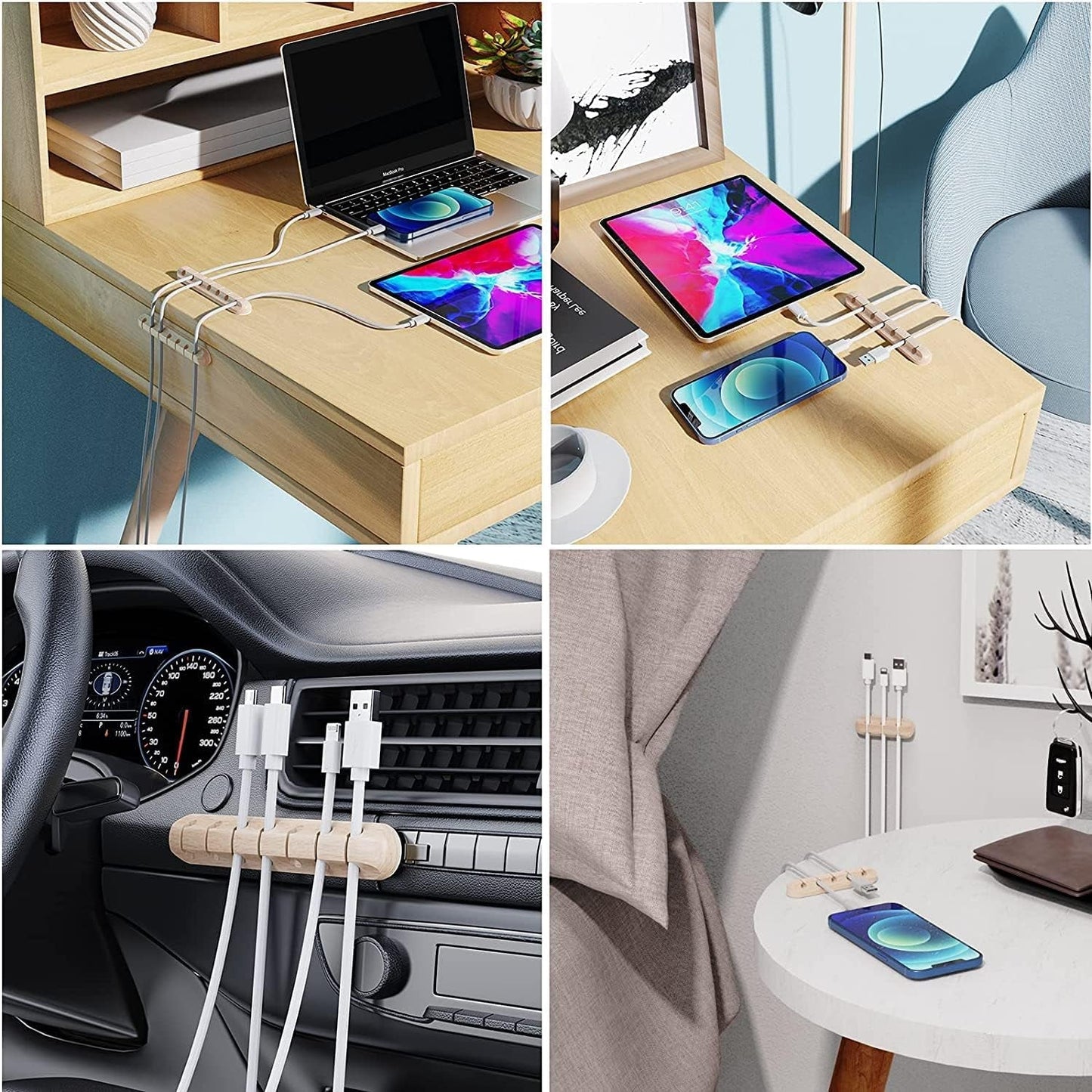 Silicone Cable Holder Clips (3 - Pack) | Self - Adhesive Desktop Cord Organizer for USB Charging & Power Cords, a high - quality from 1Nook