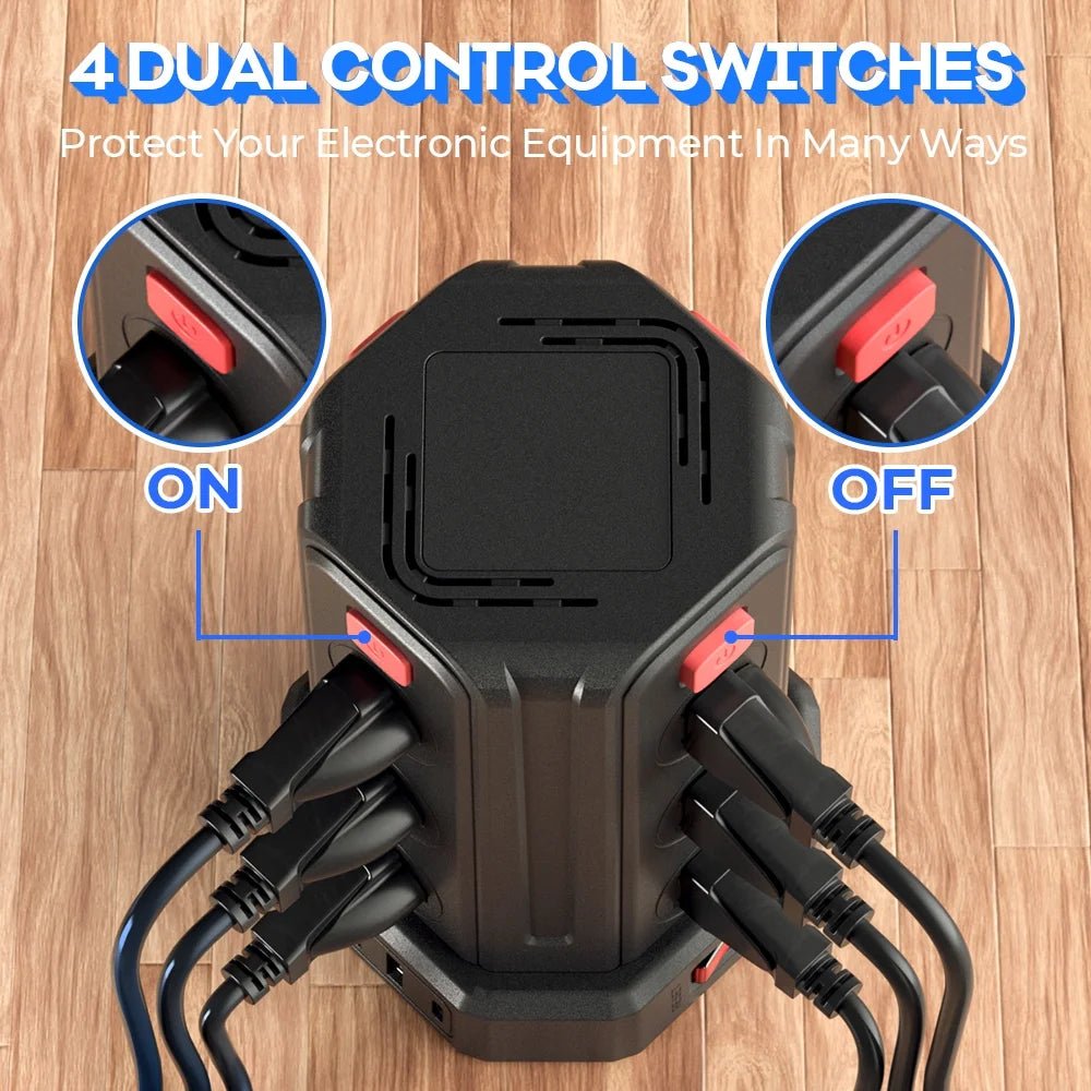 SMALLRT Surge Protector Power Strip Tower | 12 Outlets, 4 USB Ports (1 USB - C) & 10ft Extension Cord, a high - quality from 1Nook