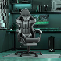 Soontrans Ergonomic Gaming Chair with Footrest & Massage Lumbar Pillow | High - Back Swivel Office Chair (Gray), a high - quality from 1Nook
