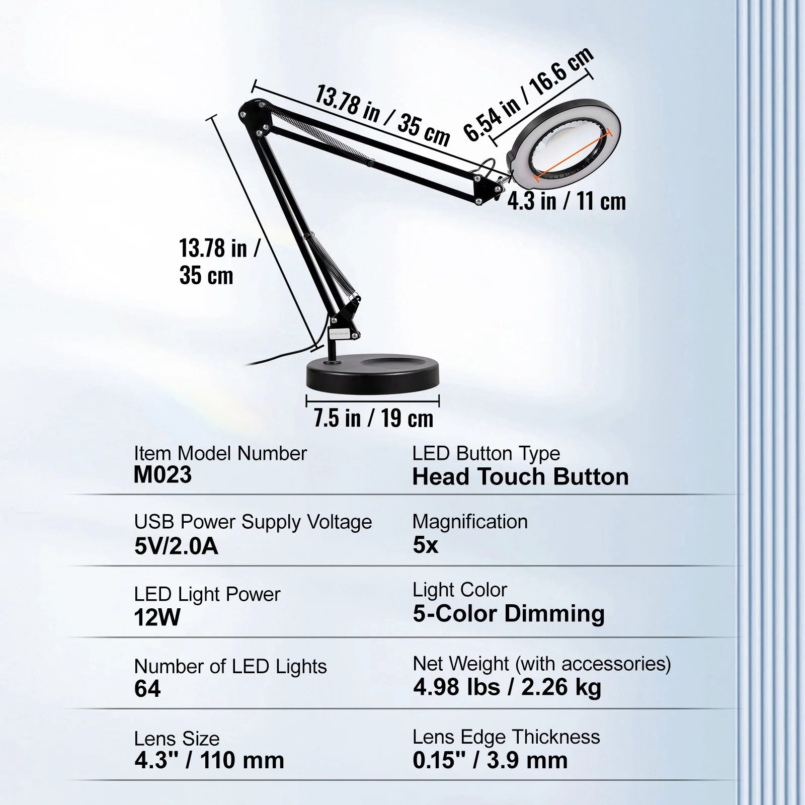 VEVOR Precision 5X Magnifying Lamp | 2 - in - 1 Desk & Clamp Light, a high - quality from 1Nook