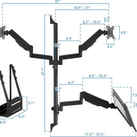 Wall - Mounted Floating Desk & Dual Monitor Workstation, Height Adjustable Full Motion Arms, Fits Two 32 Inch Computer Screens, a high - quality from 1Nook
