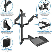 Wall - Mounted Floating Desk & Dual Monitor Workstation, Height Adjustable Full Motion Arms, Fits Two 32 Inch Computer Screens, a high - quality from 1Nook