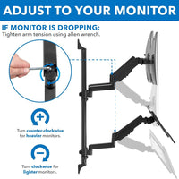 Wall - Mounted Floating Desk & Dual Monitor Workstation, Height Adjustable Full Motion Arms, Fits Two 32 Inch Computer Screens, a high - quality from 1Nook