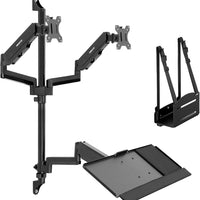 Wall - Mounted Floating Desk & Dual Monitor Workstation, Height Adjustable Full Motion Arms, Fits Two 32 Inch Computer Screens, a high - quality from 1Nook