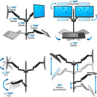 Wall - Mounted Floating Desk & Dual Monitor Workstation, Height Adjustable Full Motion Arms, Fits Two 32 Inch Computer Screens, a high - quality from 1Nook