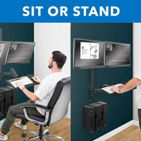 Wall - Mounted Floating Desk & Dual Monitor Workstation, Height Adjustable Full Motion Arms, Fits Two 32 Inch Computer Screens, a high - quality from 1Nook