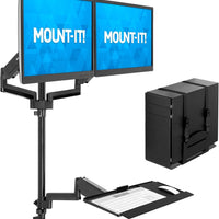 Wall - Mounted Floating Desk & Dual Monitor Workstation, Height Adjustable Full Motion Arms, Fits Two 32 Inch Computer Screens, a high - quality from 1Nook