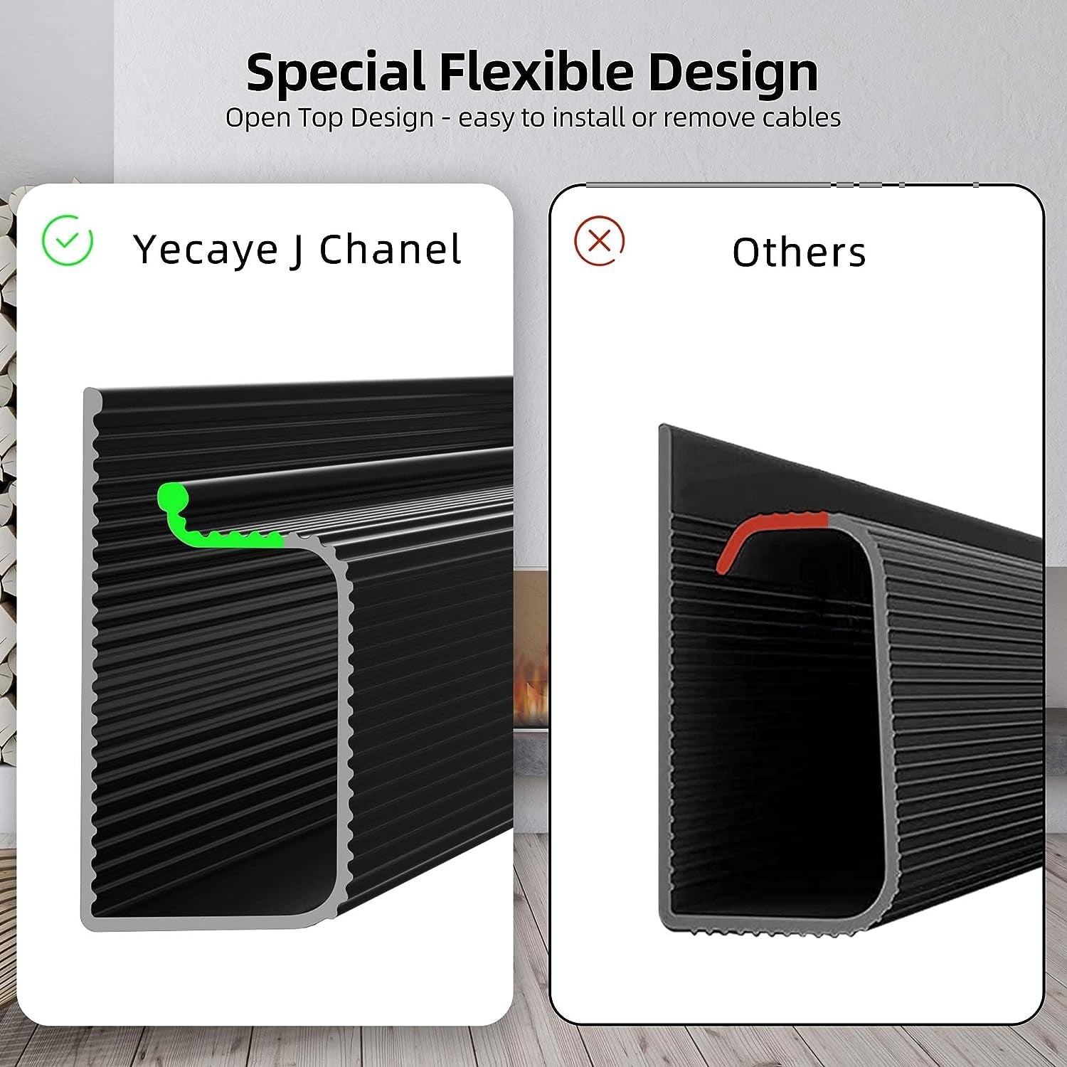 YECAYE 94 - inch J Channel Cable Raceway Kit | Self - Adhesive Under Desk Cord Hider for Office Wire Management (6 - Pack), a high - quality from 1Nook