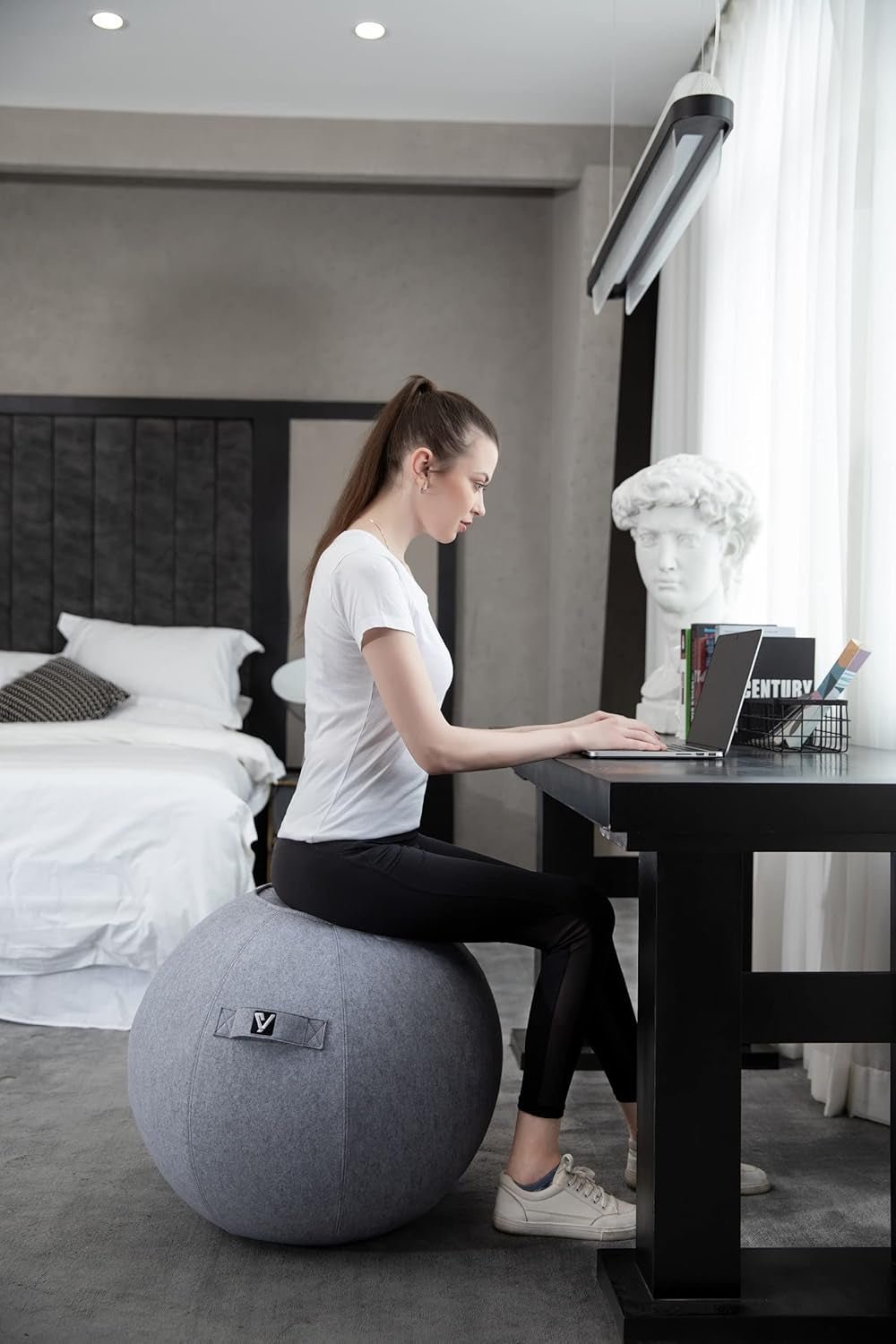 YOGIVO Ergonomic Sitting Ball Chair with Cover & Pump | Exercise Stability Ball for Home Office Desk & Yoga, a high - quality from 1Nook