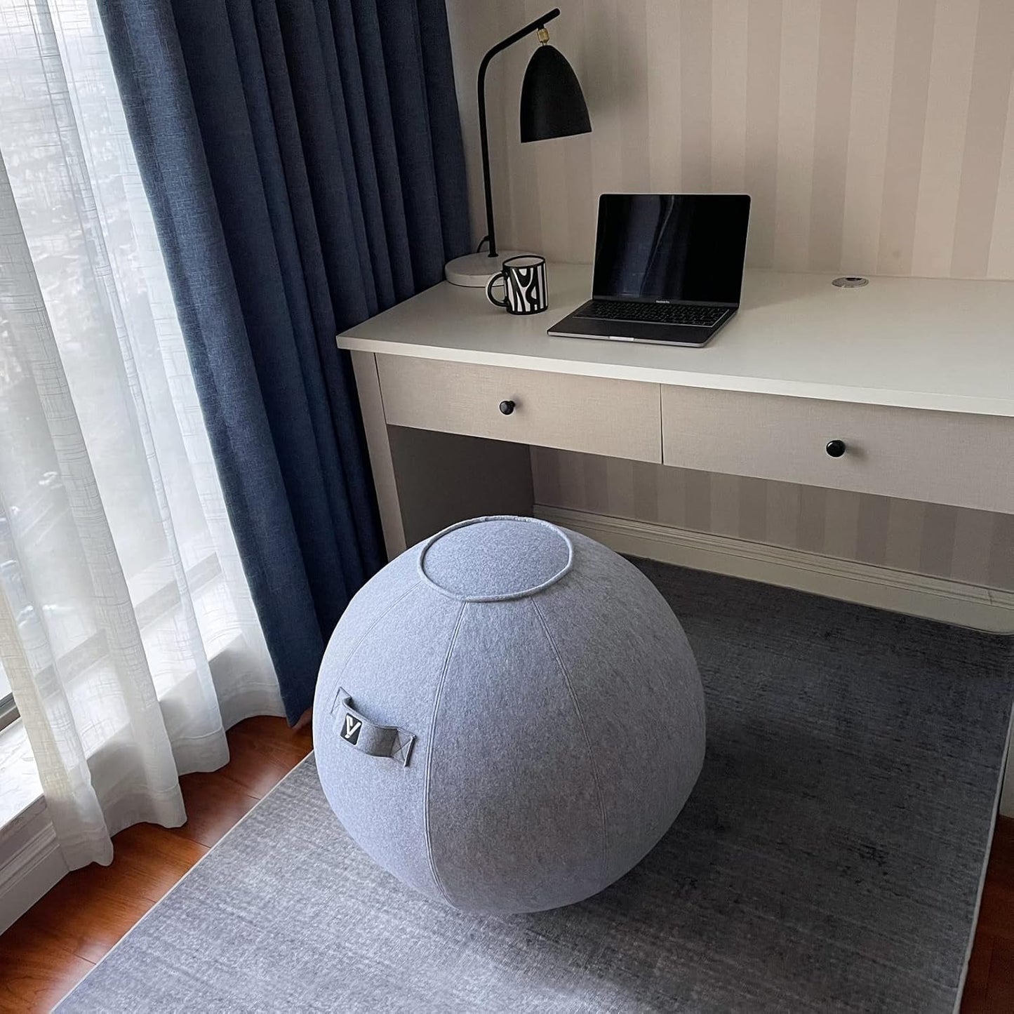 YOGIVO Ergonomic Sitting Ball Chair with Cover & Pump | Exercise Stability Ball for Home Office Desk & Yoga, a high - quality from 1Nook